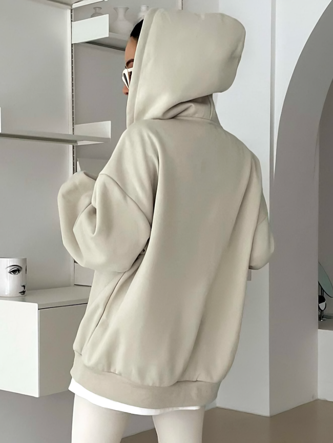 Drop Shoulder Hoodie with Patched Detail and Drawstring