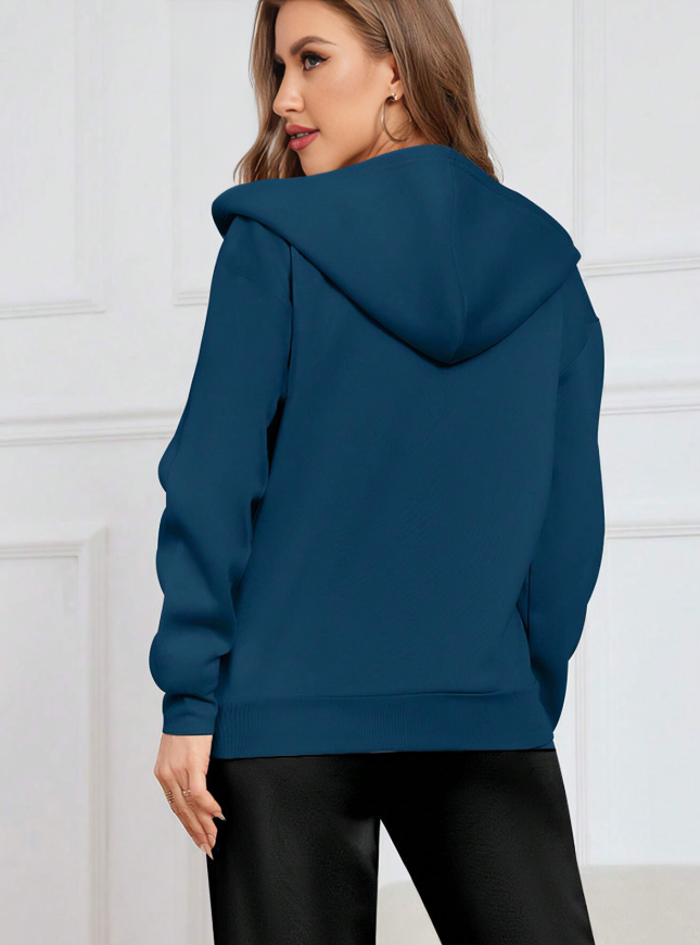 Casual Hooded Kangaroo Pocket Sweatshirt with Zipper